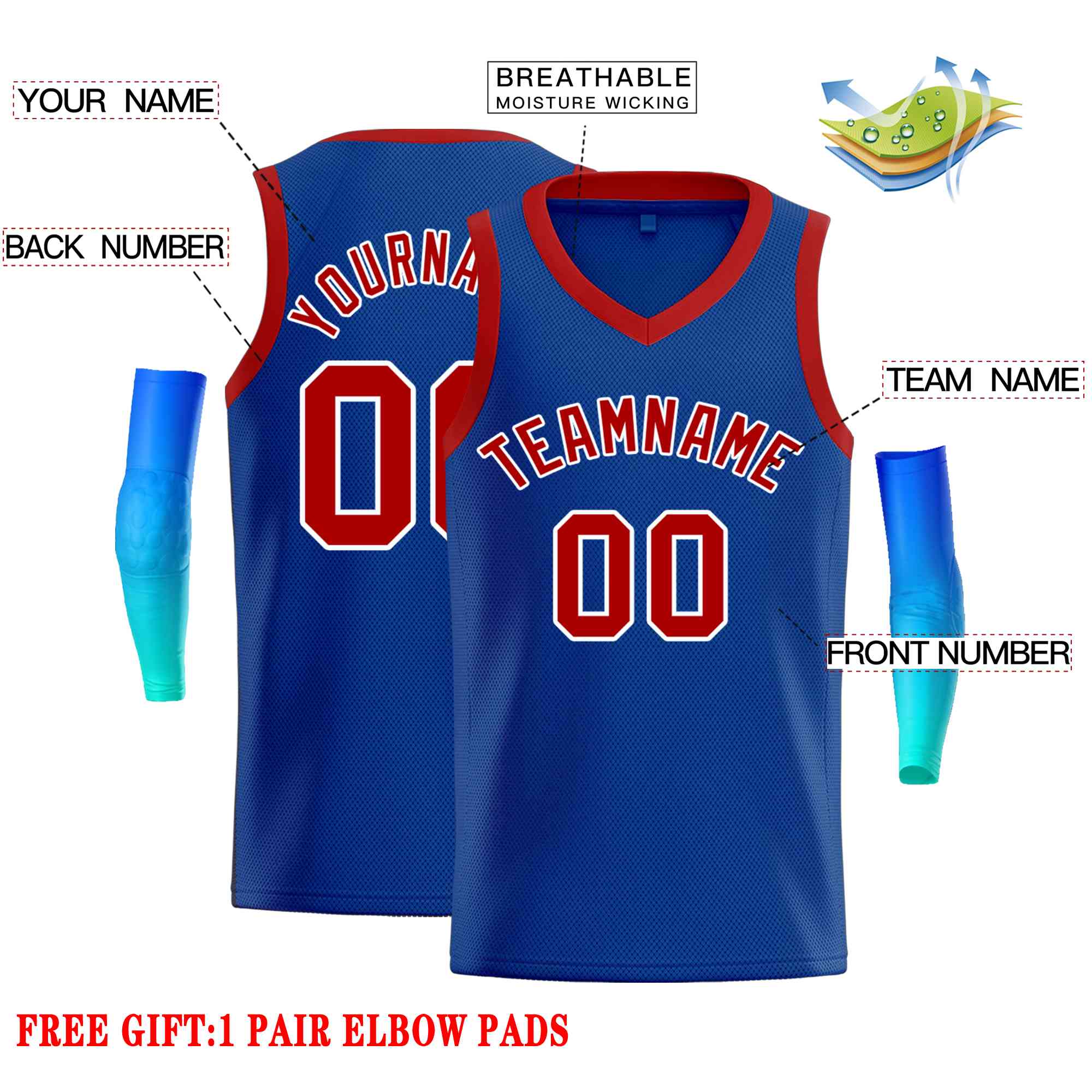 Custom Royal Red-White Classic Tops Men Casual Basketball Jersey