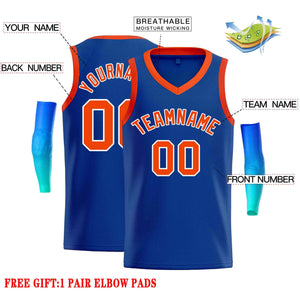 Custom Royal Orange-White Classic Tops Men Casual Basketball Jersey