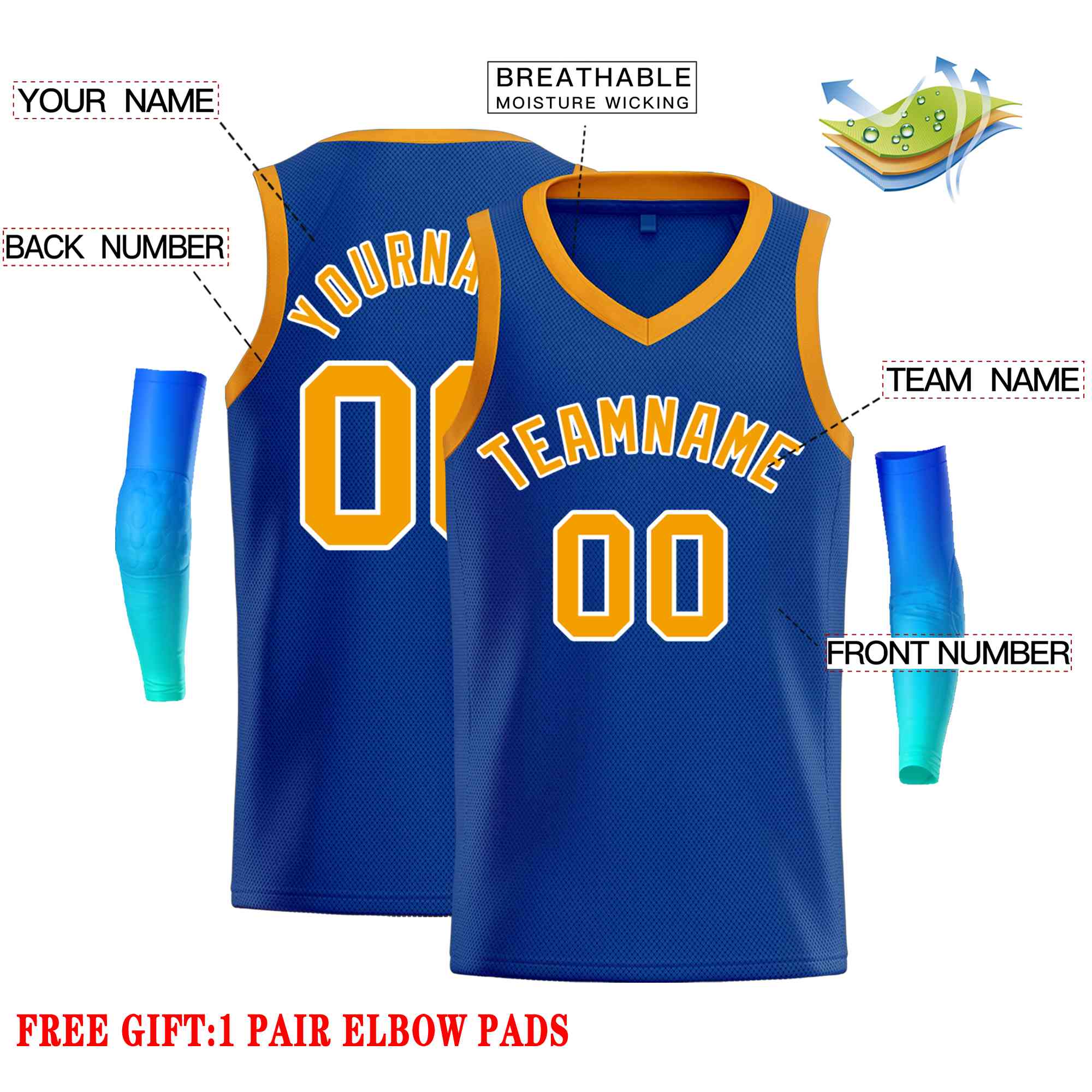 Custom Royal Yellow-White Classic Tops Men Casual Basketball Jersey