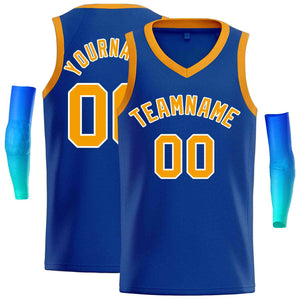 Custom Royal Yellow-White Classic Tops Men Casual Basketball Jersey