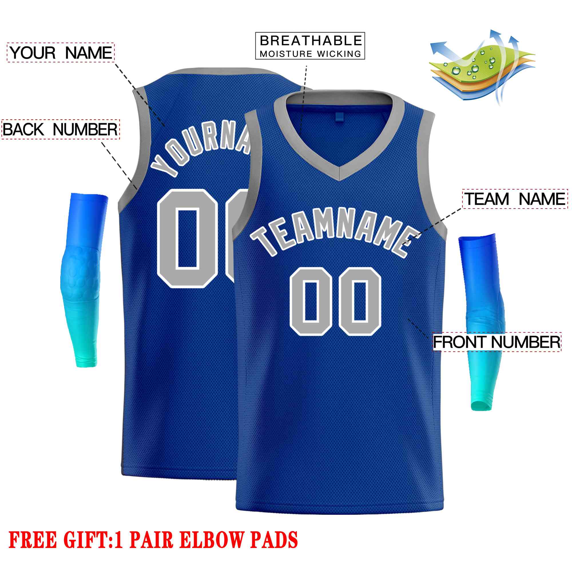 Custom Royal Gray-White Classic Tops Men Casual Basketball Jersey