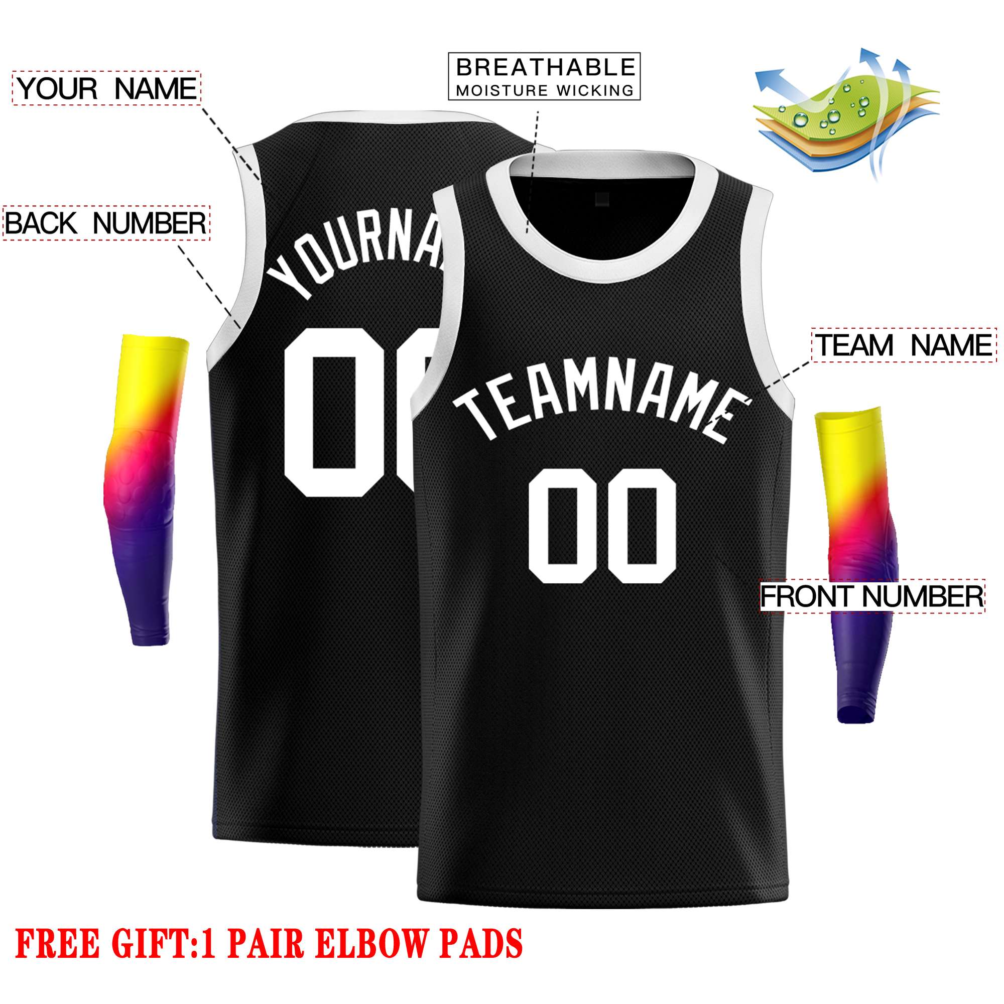 Custom Black White Classic Tops Casual Basketball Jersey