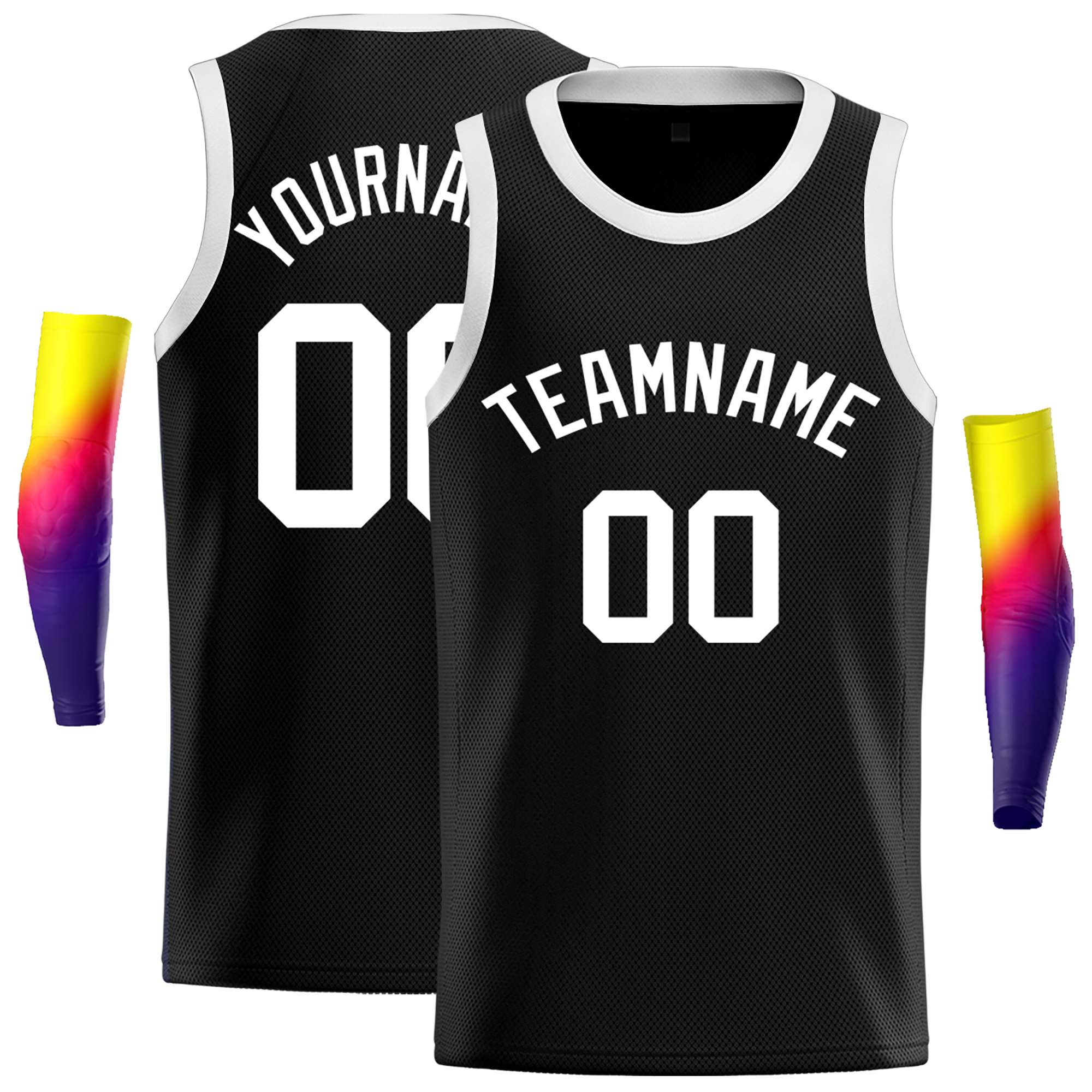 Maillot de basket-ball décontracté, personnalisé, noir et blanc, hauts classiques