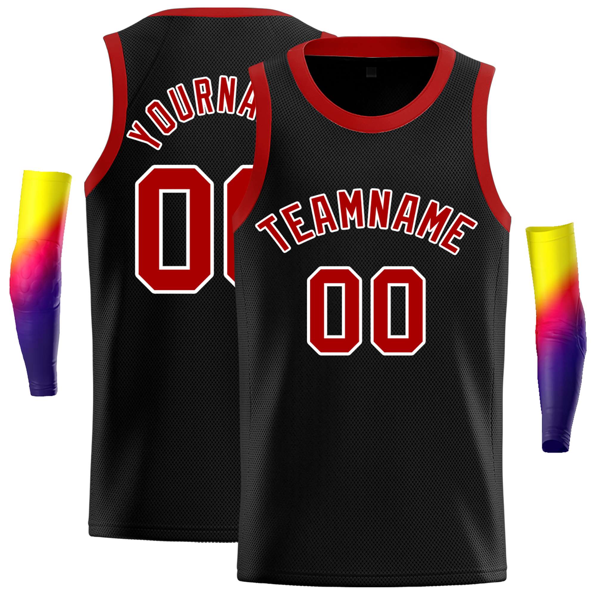 Custom Black Red-White Classic Tops Casual Basketball Jersey