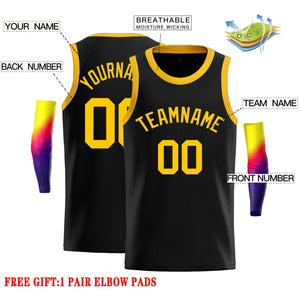 Custom Black Yellow Classic Tops Casual Basketball Jersey