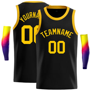 Custom Black Yellow Classic Tops Casual Basketball Jersey