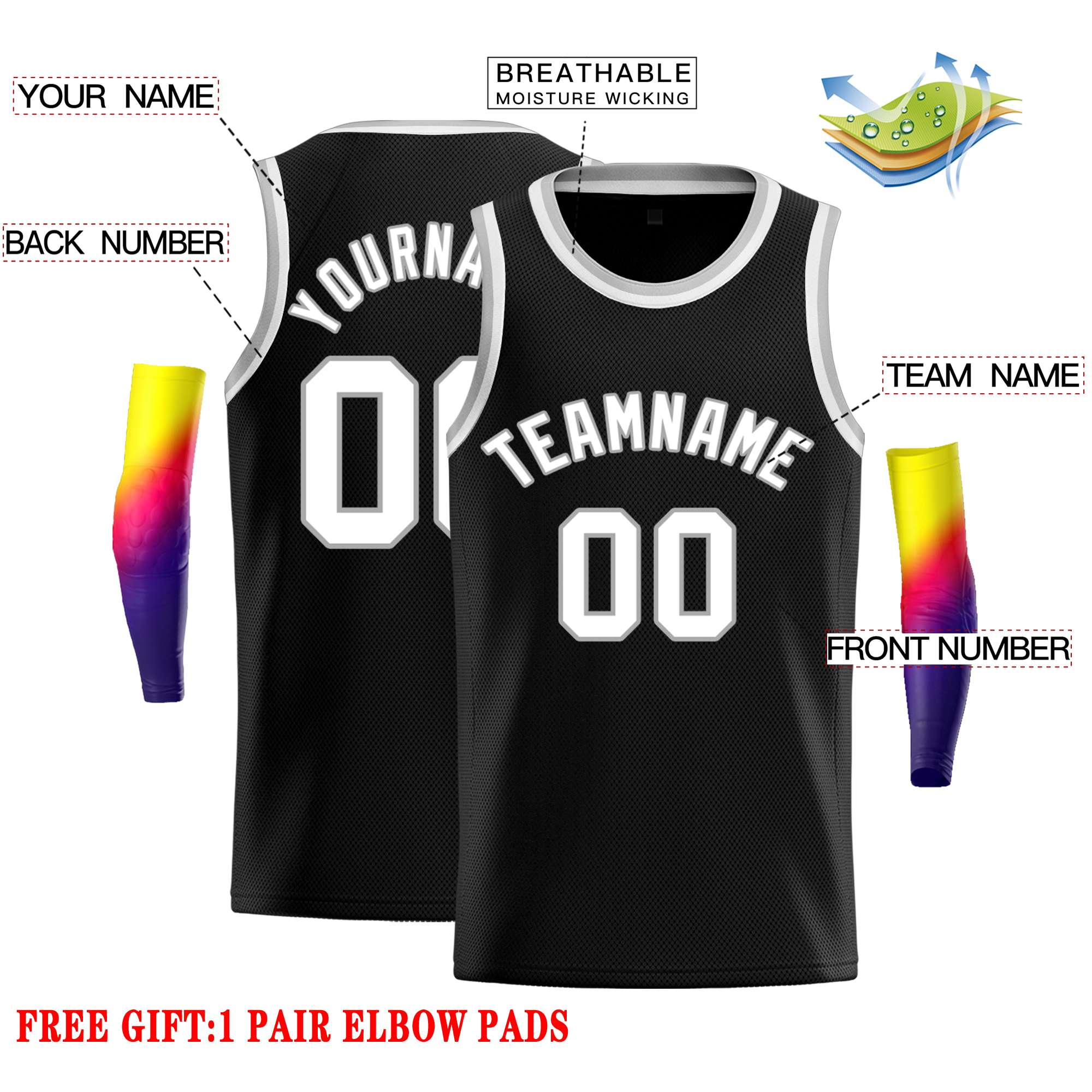 Custom Black White-Gray Classic Tops Casual Basketball Jersey