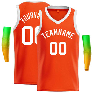 Custom Orange White-Classic Tops Men Casual Basketball Jersey