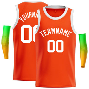 Custom Orange White Classic Tops Casual Basketball Jersey