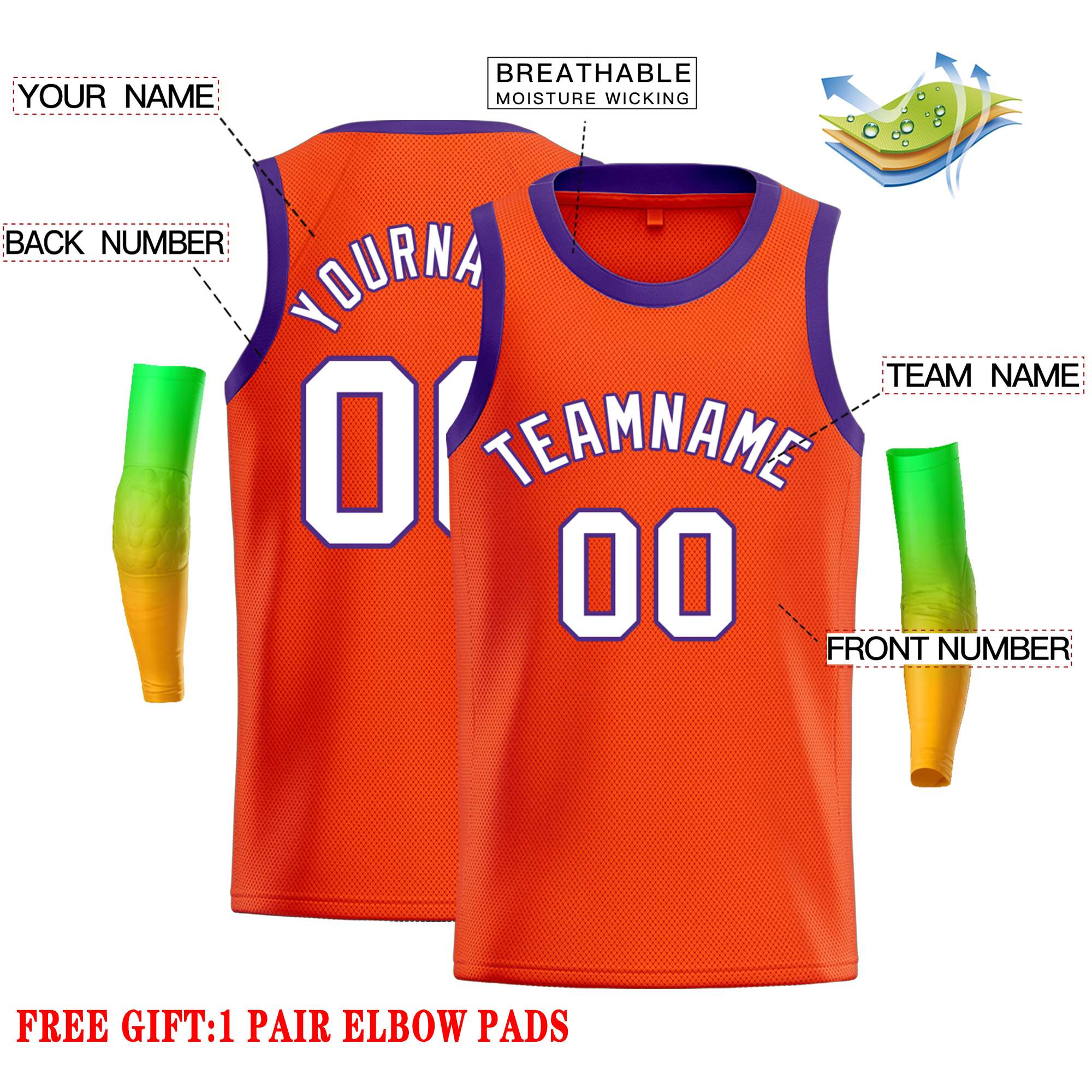 orange basketball jerseys personalized information