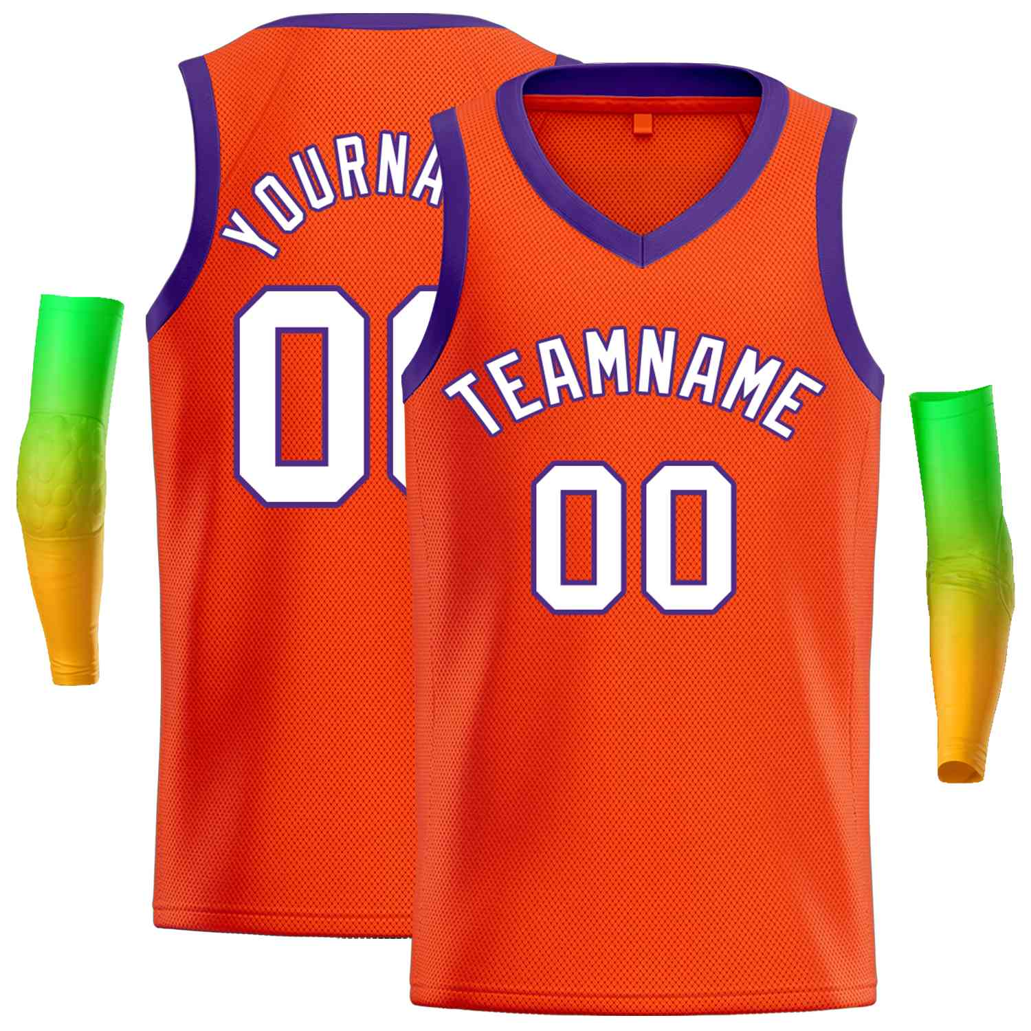 Maillot de basket-ball décontracté pour hommes, haut classique Orange violet personnalisé