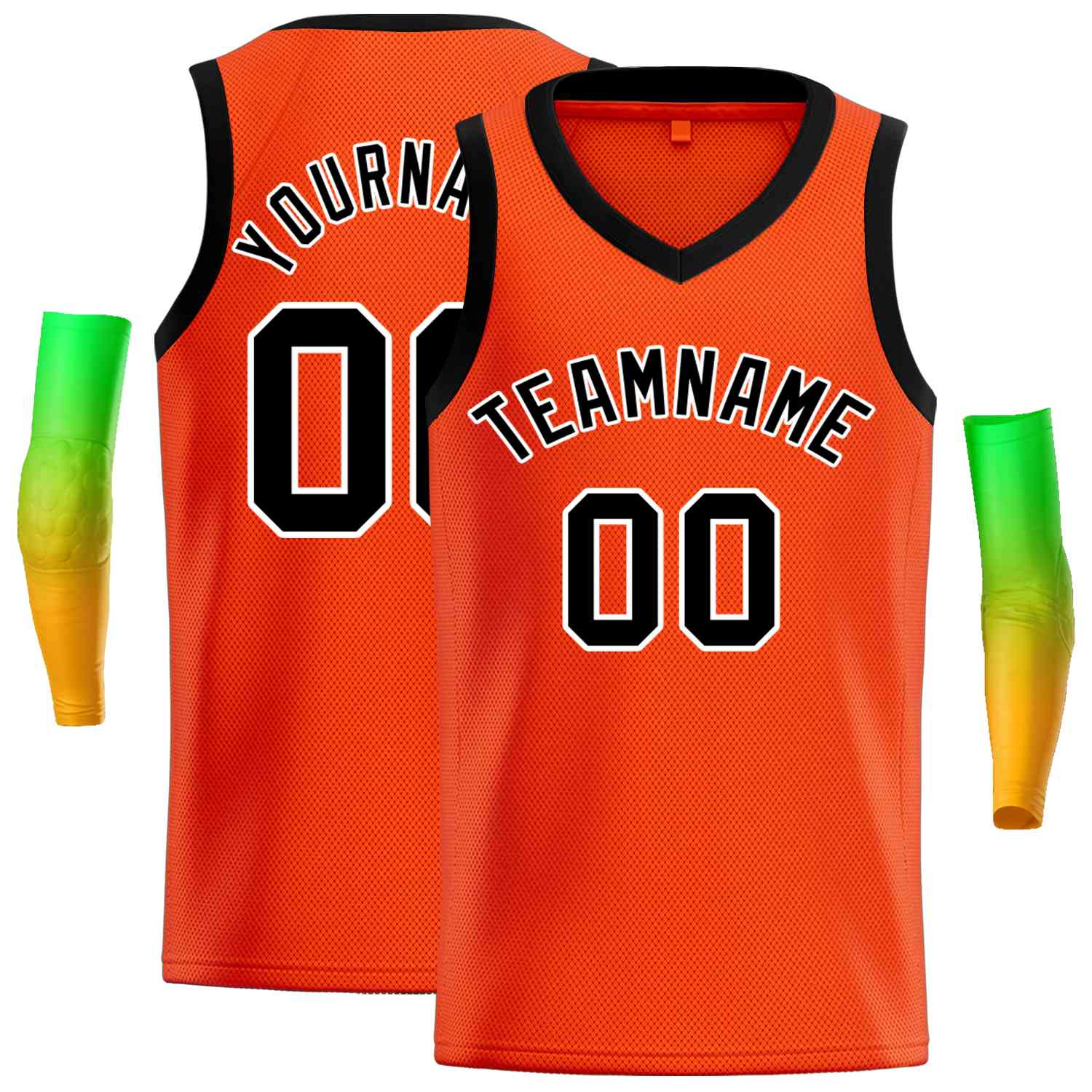 Maillot de basket-ball décontracté pour hommes, haut classique Orange noir-blanc personnalisé