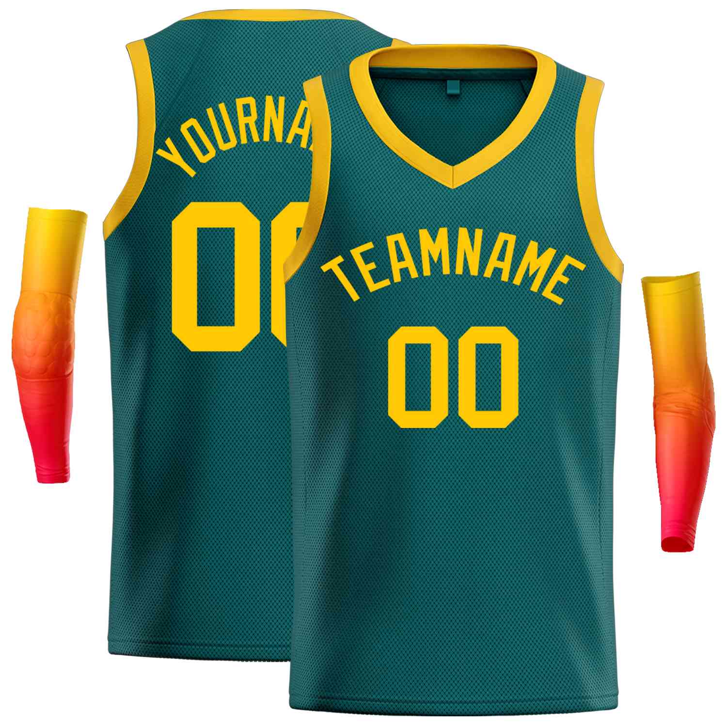 Custom Aqua Yellow-Classic Tops Men Casual Basketball Jersey