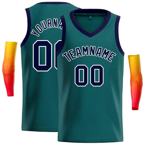 Custom Aqua Navv-White Classic Tops Men Casual Basketball Jersey