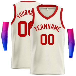 Maillot de basket-ball décontracté pour hommes, haut classique rouge crème personnalisé