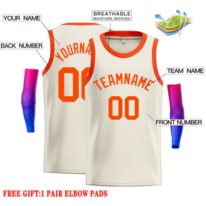 Custom Cream Orange Classic Tops Casual Basketball Jersey