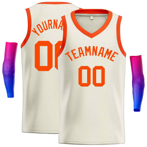 Custom Cream Orange-Classic Tops Men Casual Basketball Jersey