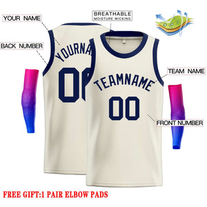 Custom Cream Navy Classic Tops Casual Basketball Jersey