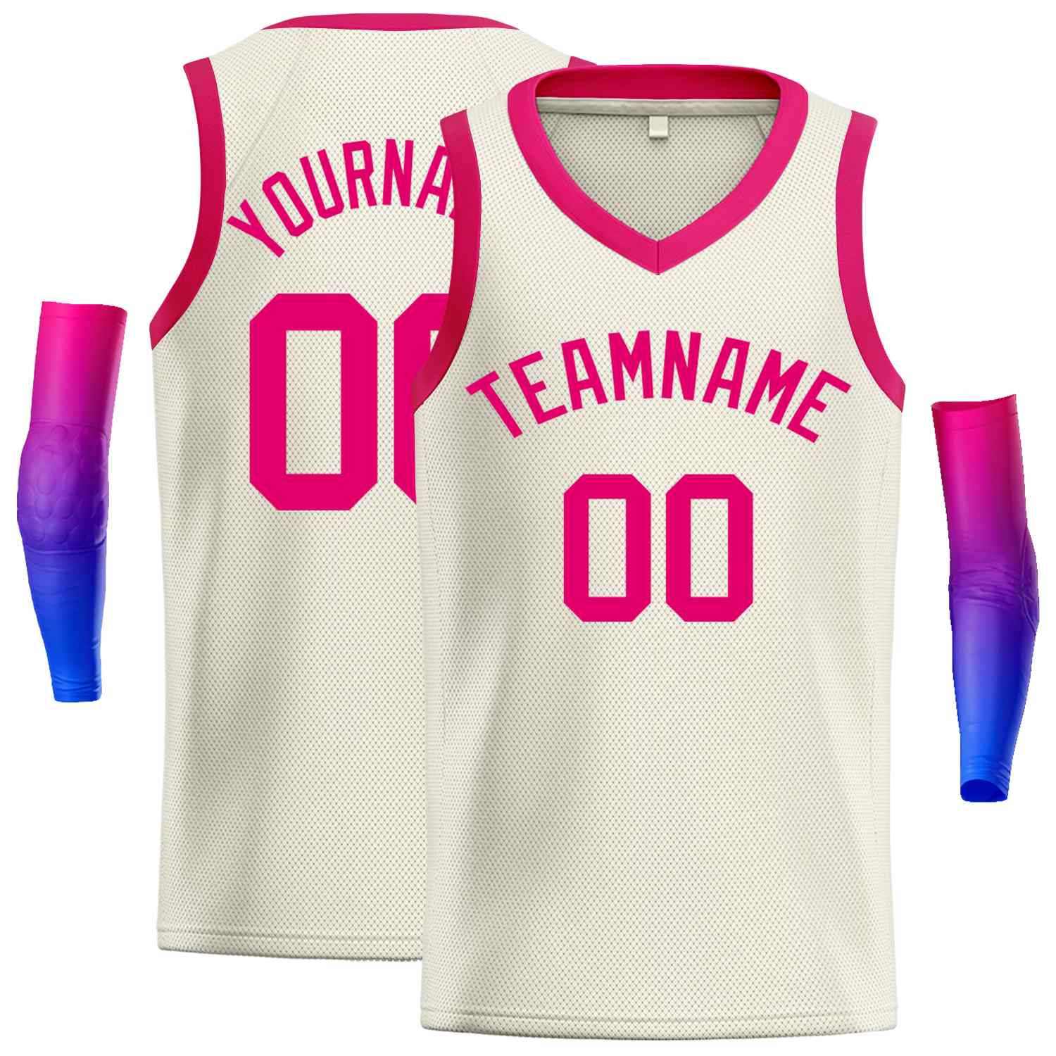 Custom Cream Pink-Classic Tops Men Casual Basketball Jersey