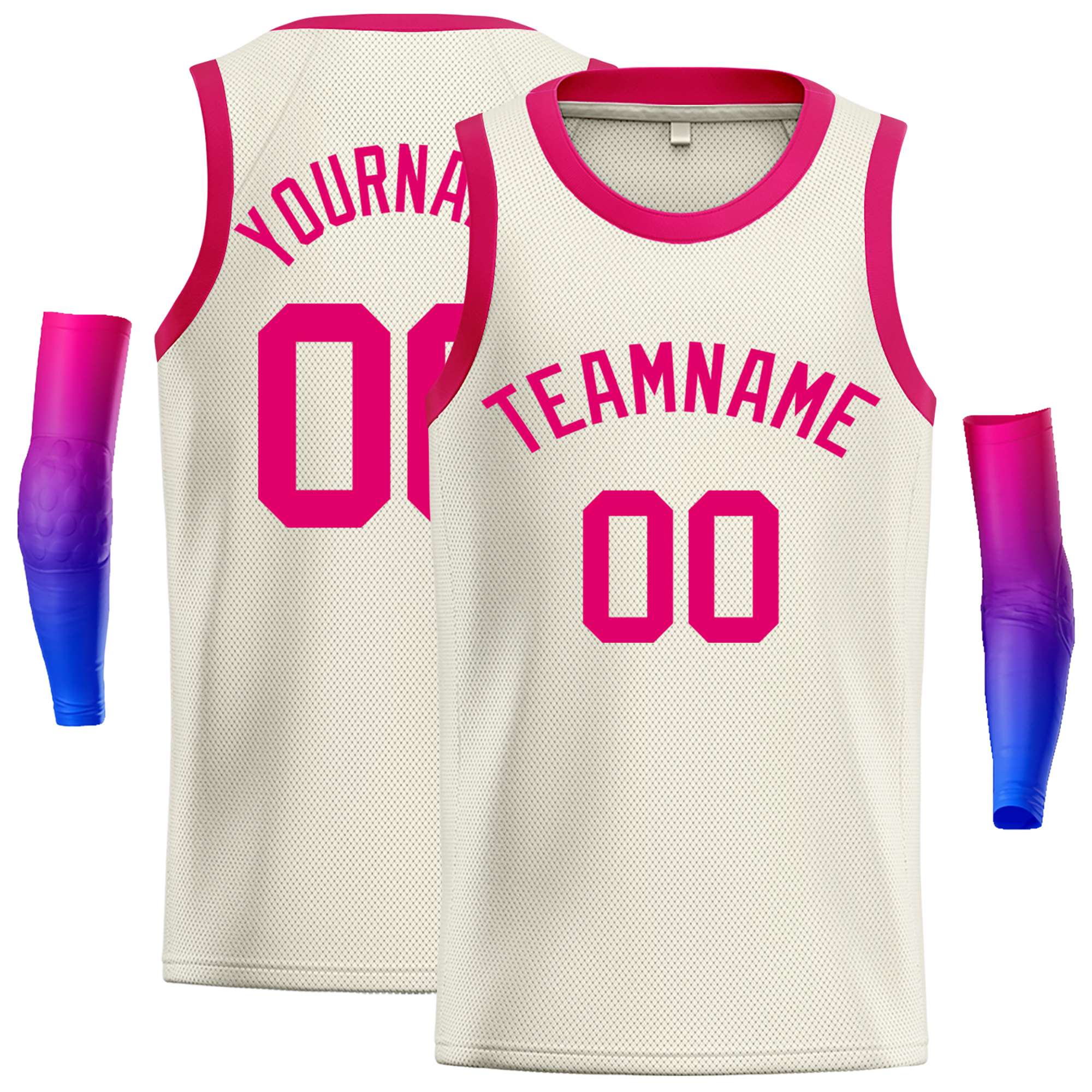 Maillot de basket-ball décontracté, haut classique rose crème personnalisé