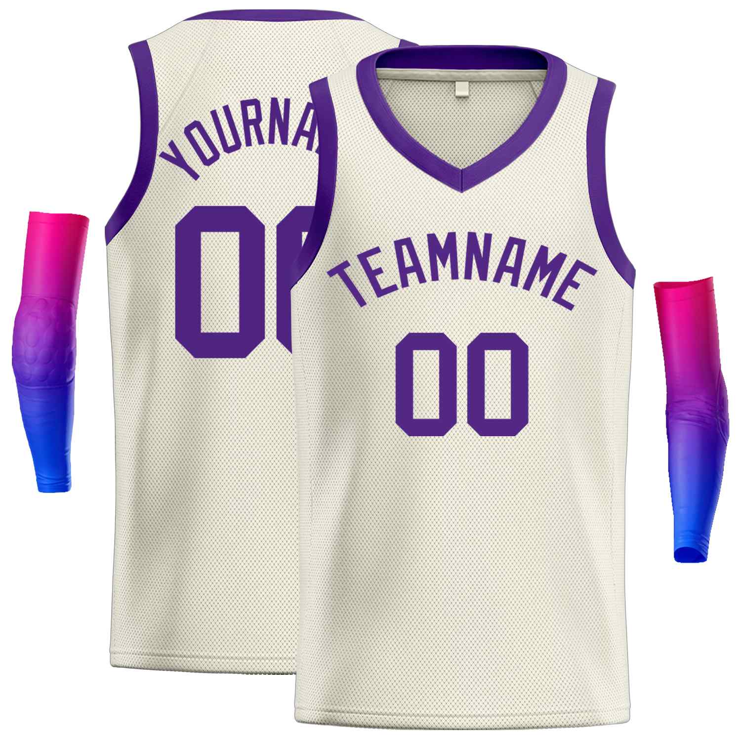 Custom Cream Purple-Classic Tops Men Casual Basketball Jersey