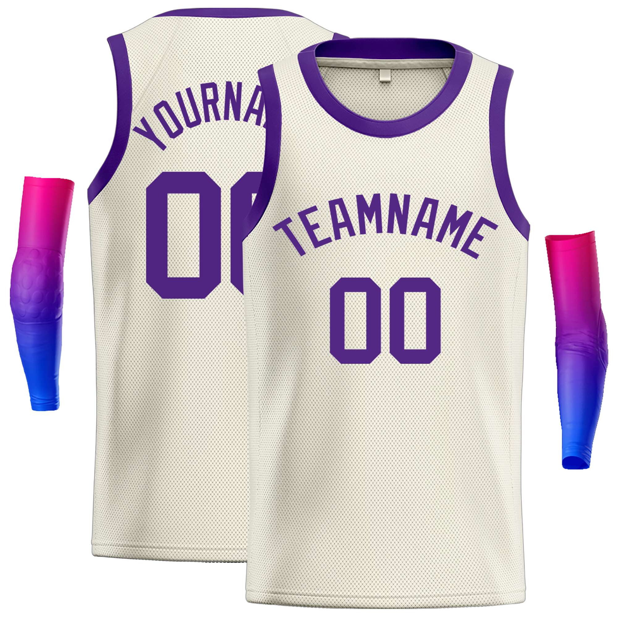 Custom Cream Purple Classic Tops Casual Basketball Jersey