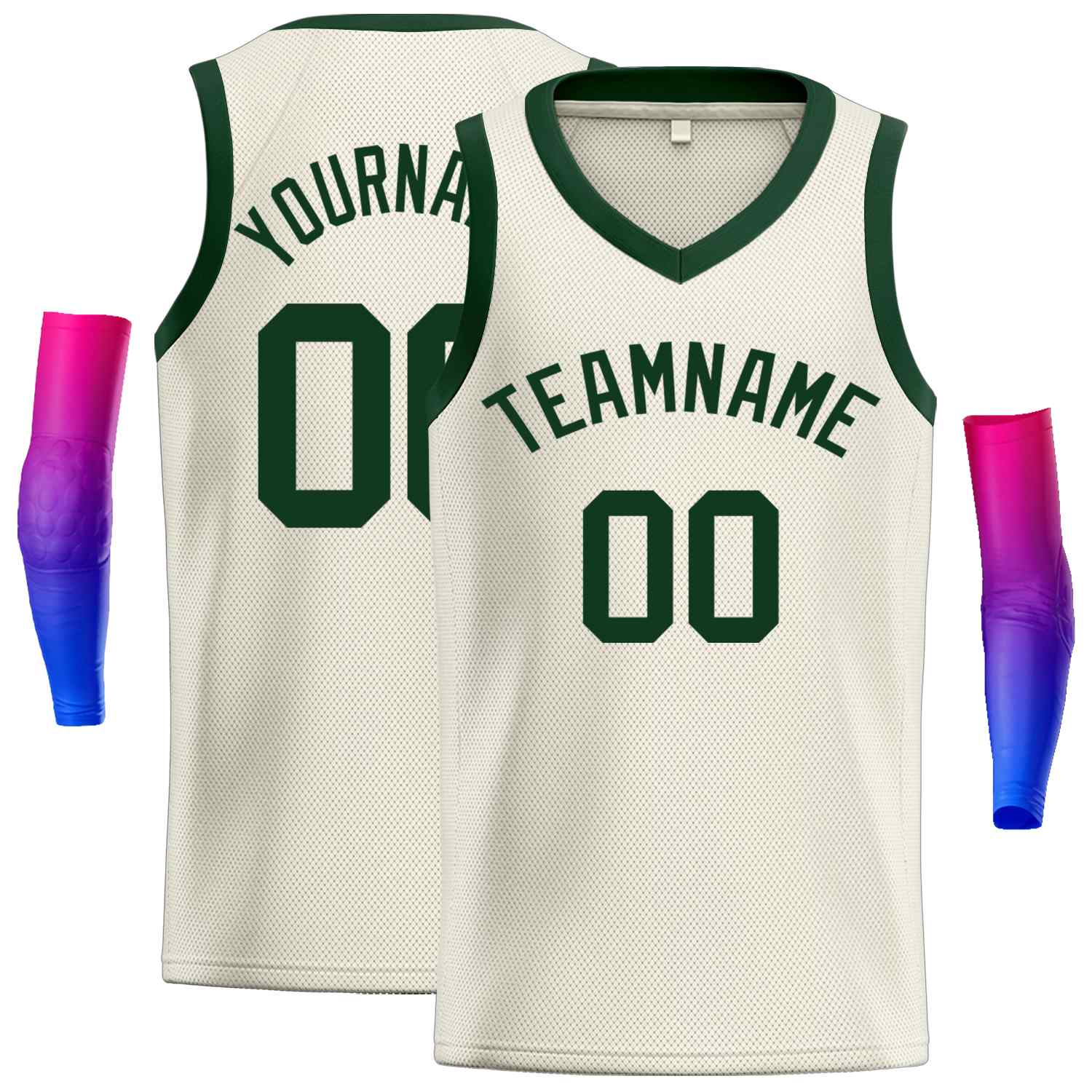 Custom Cream Hunter Green-Classic Tops Men Casual Basketball Jersey