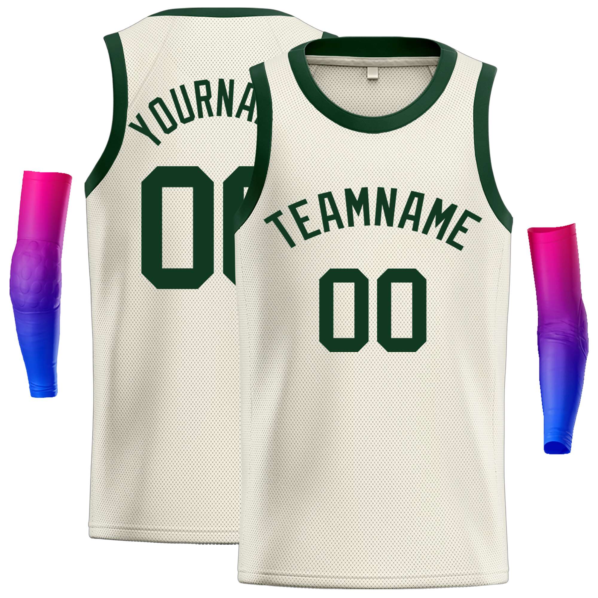 Maillot de basket-ball décontracté, haut classique vert crème personnalisé