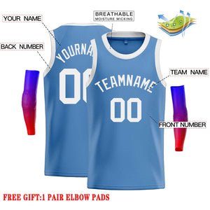 Custom Light Blue White Classic Tops Casual Basketball Jersey