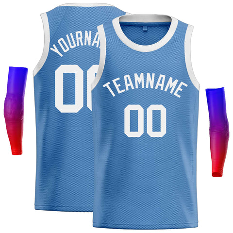Custom Light Blue White Classic Tops Casual Basketball Jersey