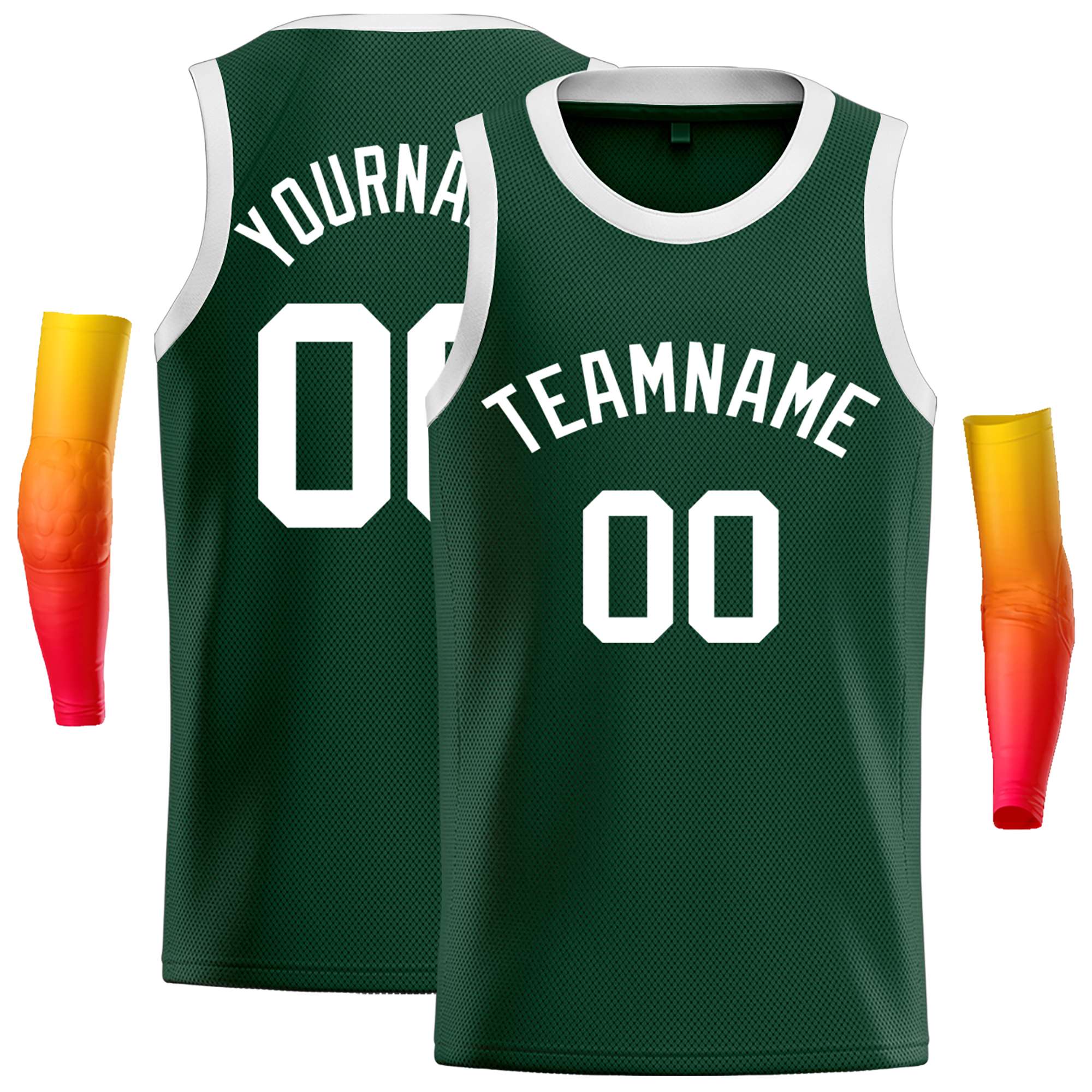 Maillot de basket-ball décontracté, haut classique vert et blanc personnalisé