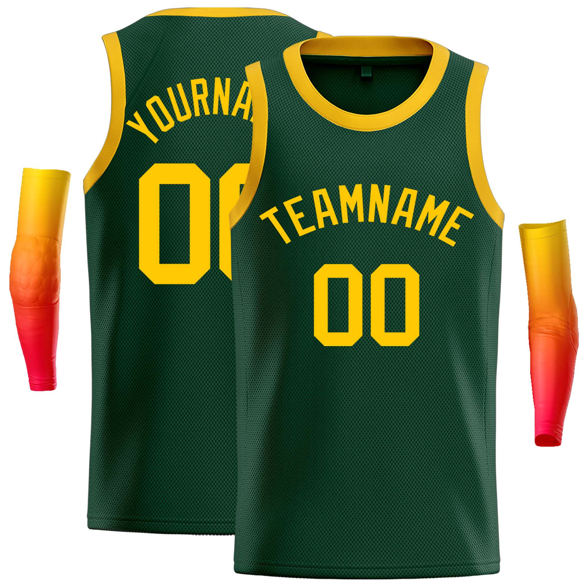 Custom Green Yellow Classic Tops Casual Basketball Jersey