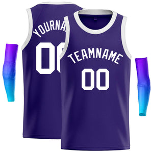 Maillot de basket-ball décontracté, personnalisé, violet et blanc, hauts classiques