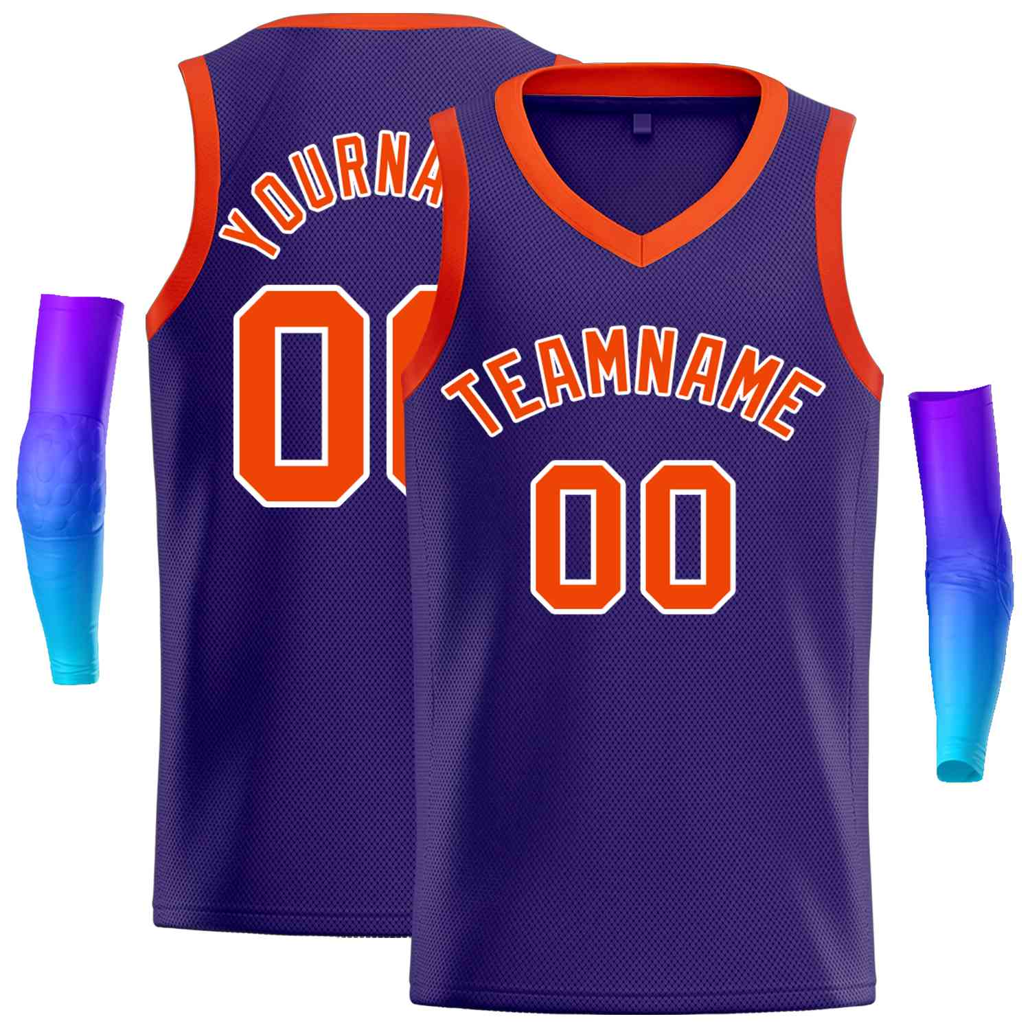 Maillot de basket-ball décontracté pour hommes, haut classique violet Orange-blanc personnalisé