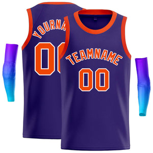 Maillot de basket-ball décontracté, personnalisé, violet, Orange-blanc, hauts classiques