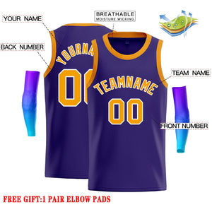 Custom Purple Yellow-White Classic Tops Casual Basketball Jersey