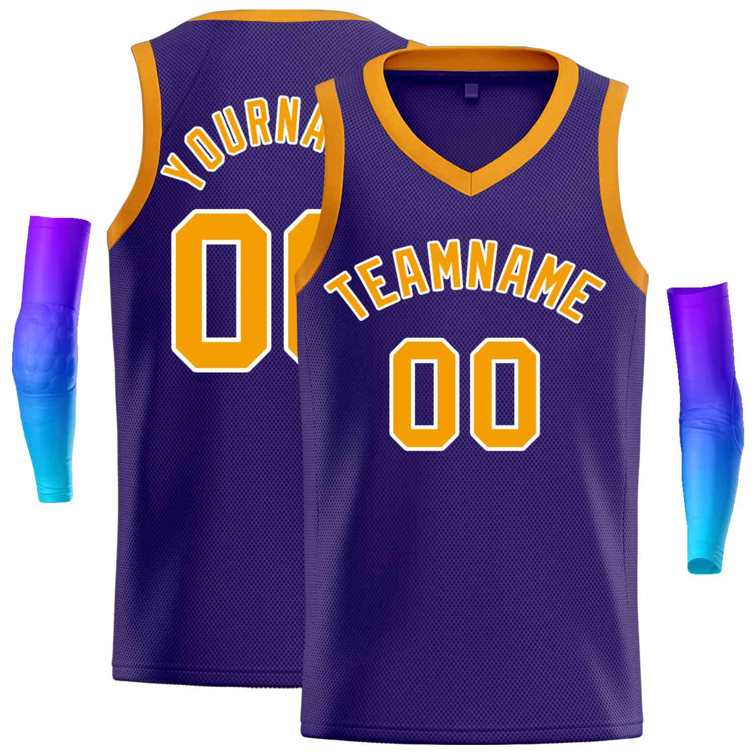 Custom Purple Yellow-White Classic Tops Men Casual Basketball Jersey