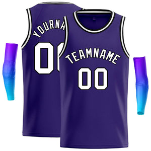 Custom Purple White-Black Classic Tops Casual Basketball Jersey