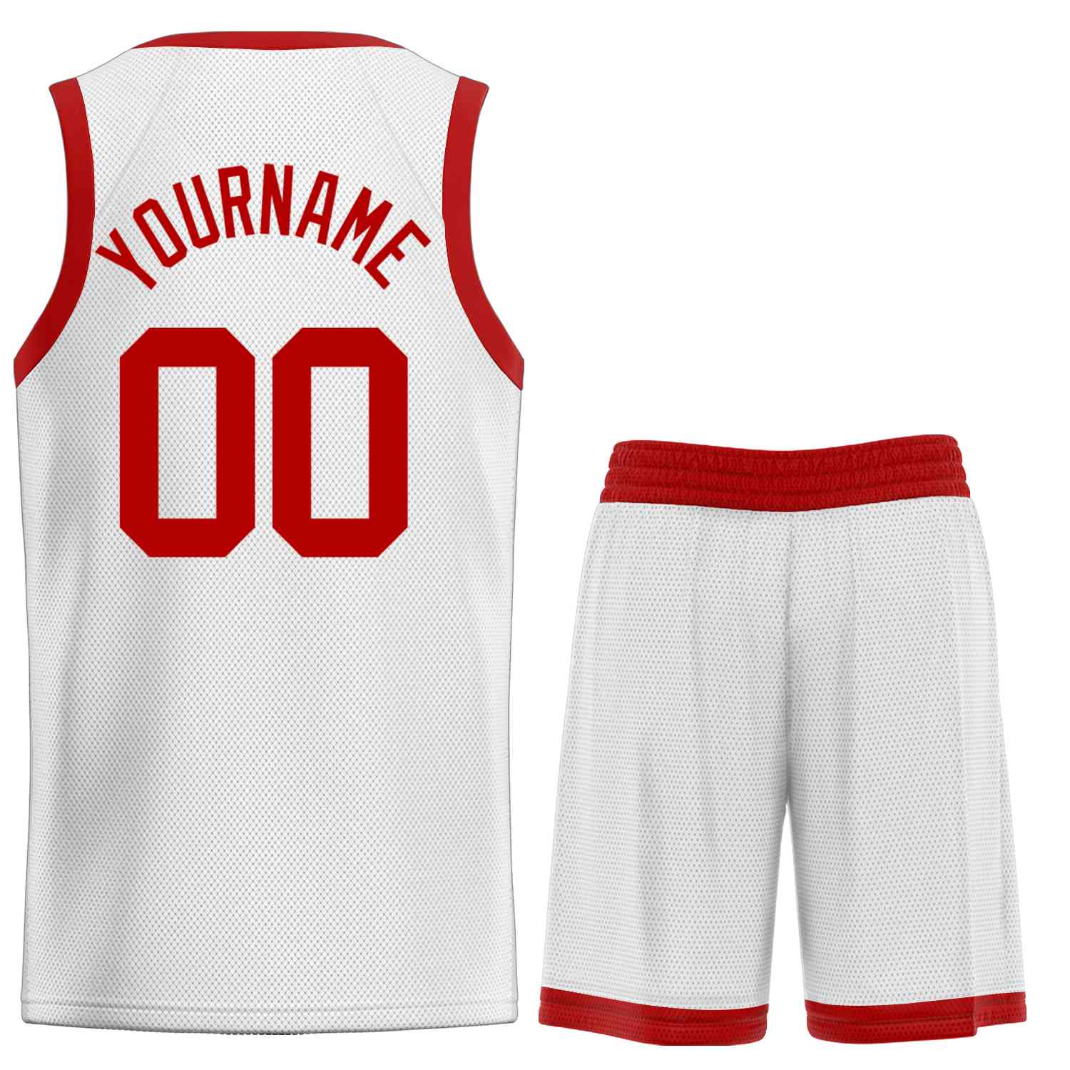 Maillot de basket-ball incurvé personnalisé blanc rouge-classique