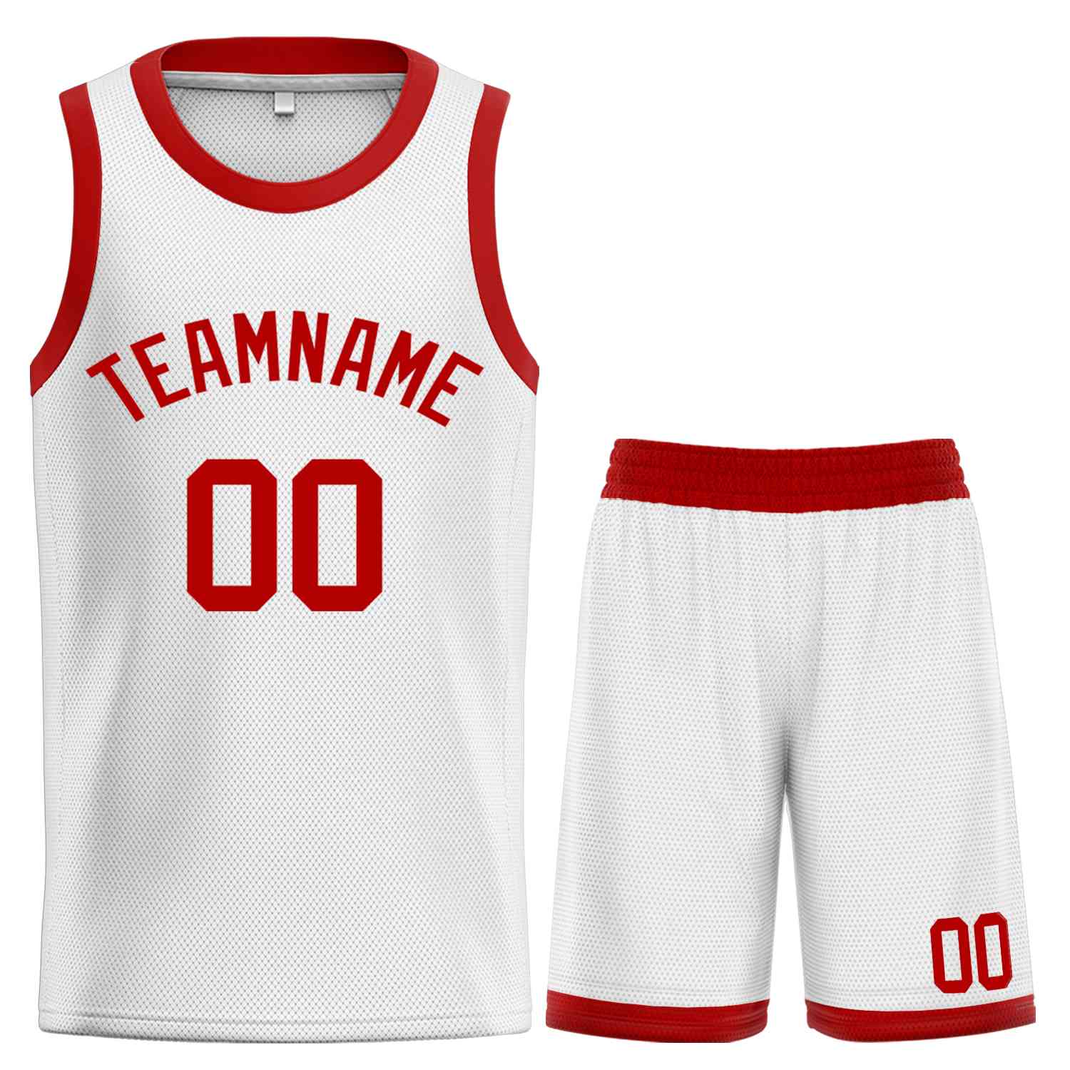 Custom White Red-Classic Sets Curved Basketball Jersey