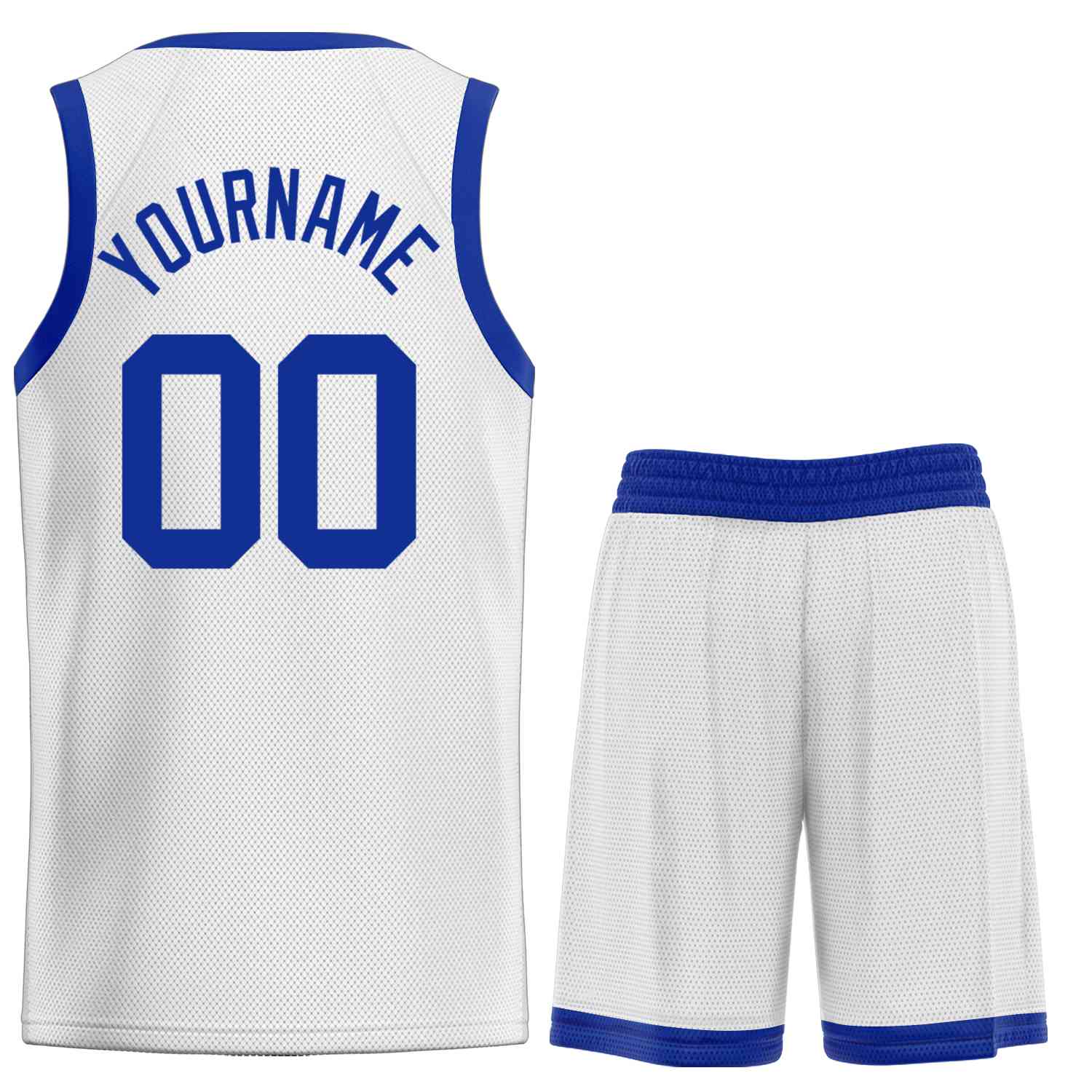 Maillot de basket-ball incurvé Royal-Classic blanc personnalisé