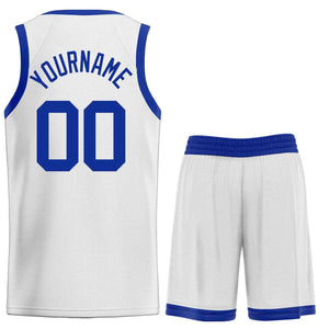 Custom White Royal-Classic Sets Curved Basketball Jersey