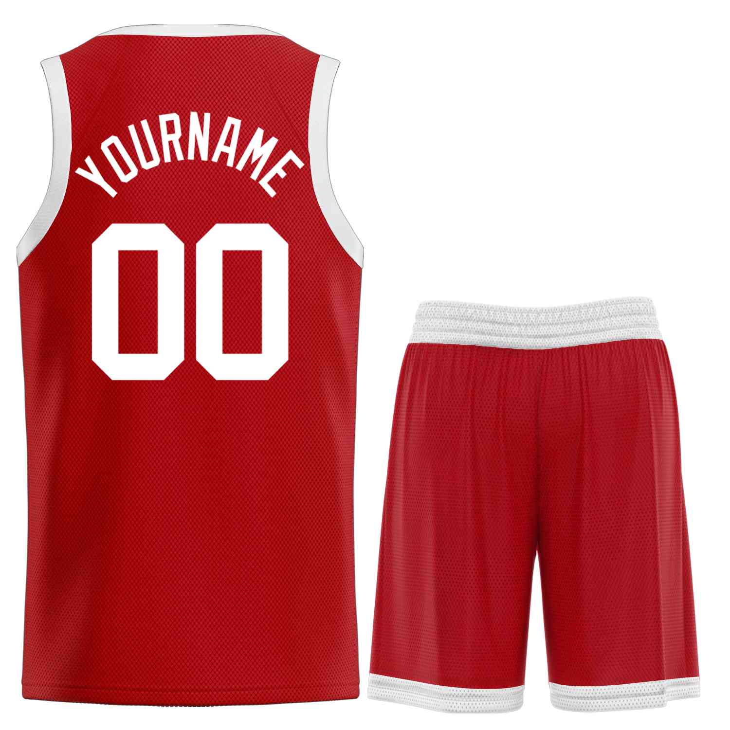 Maillot de basket-ball incurvé personnalisé rouge blanc-classique