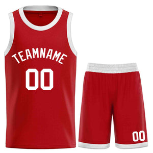 Maillot de basket-ball incurvé personnalisé rouge blanc-classique