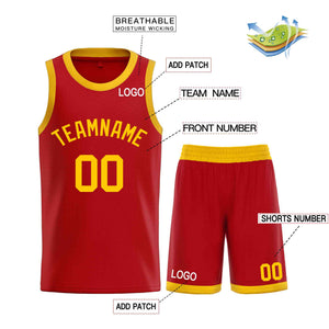 Maillot de basket-ball incurvé personnalisé rouge orange-classique