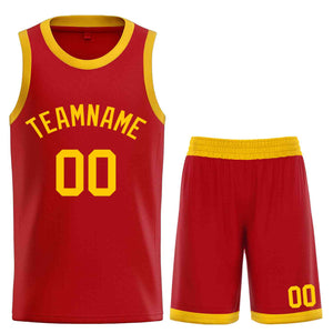 Maillot de basket-ball incurvé personnalisé rouge orange-classique