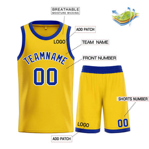 Maillot de basket-ball personnalisé jaune Royal Bull Classic