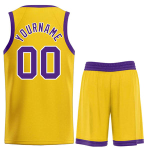 Maillot de basket-ball personnalisé, ensemble classique de taureau jaune violet-blanc