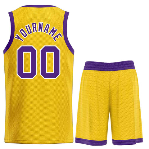 Custom Yellow Purple-White Bull Classic Sets Basketball Jersey