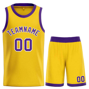 Maillot de basket-ball personnalisé, ensemble classique de taureau jaune violet-blanc